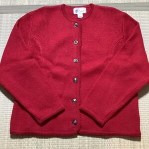 Tally Ho Red Wool Cardigan Sweater